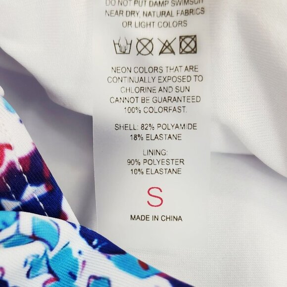 Womens Soucrat Ruffled V-Neck Bikini Set High-Waist Floral Swimsuit S Multicolor - Picture 3 of 7